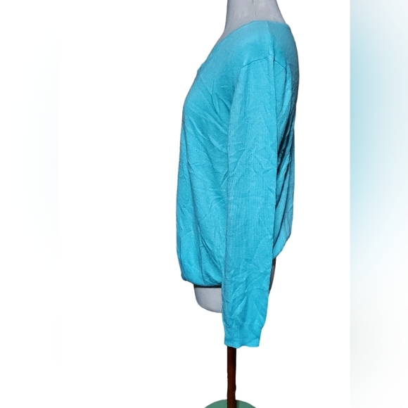 Basic Editions Xxl 2x Sweater Blue Sweatshirt Vneck Top Blouse Woman di… - Picture 2 of 3